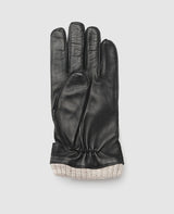 Gants en cuir avec manchette - Noir