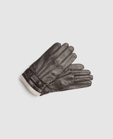 Gants en cuir avec poignet - Marron foncé