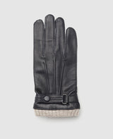 Gants en cuir avec poignet - Bleu foncé