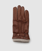 Gants en cuir avec poignet - Marron clair