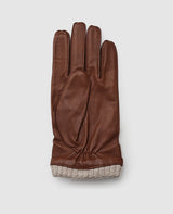Gants en cuir avec poignet - Marron clair