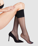FALKE Pure Matt 20 DEN Chaussettes hautes pour femmes - noir