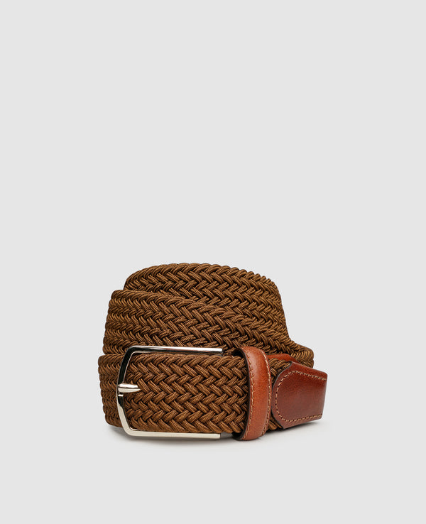 Ceinture tressée élastique - Brun