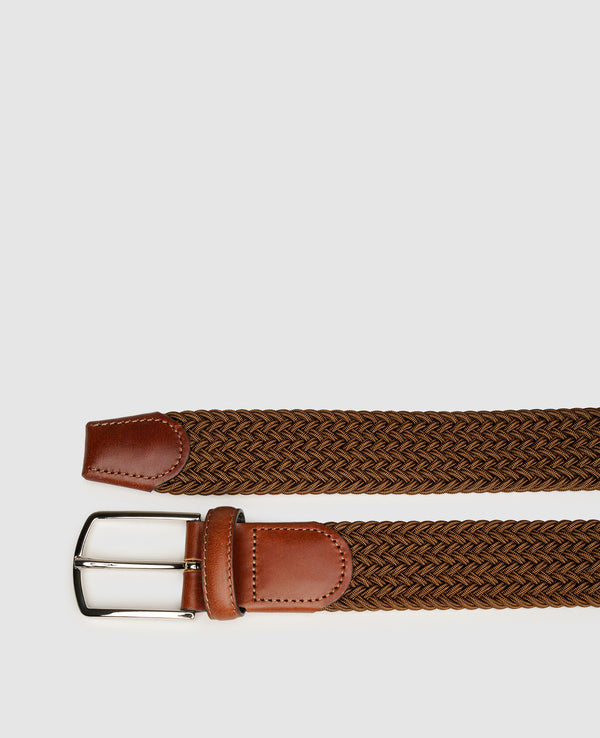 Ceinture tressée élastique - Brun