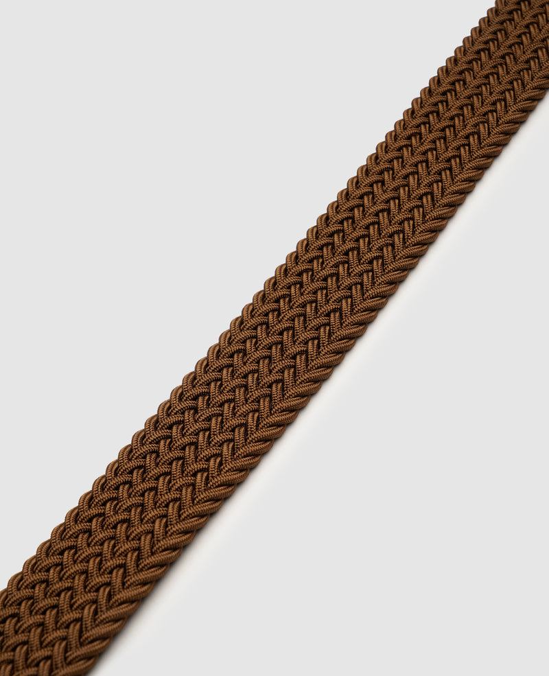 Ceinture tressée élastique - Brun
