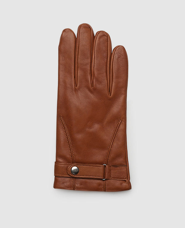 Gants avec bouton-pression - Marron clair
