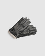 Gants en cuir avec manchette - Noir