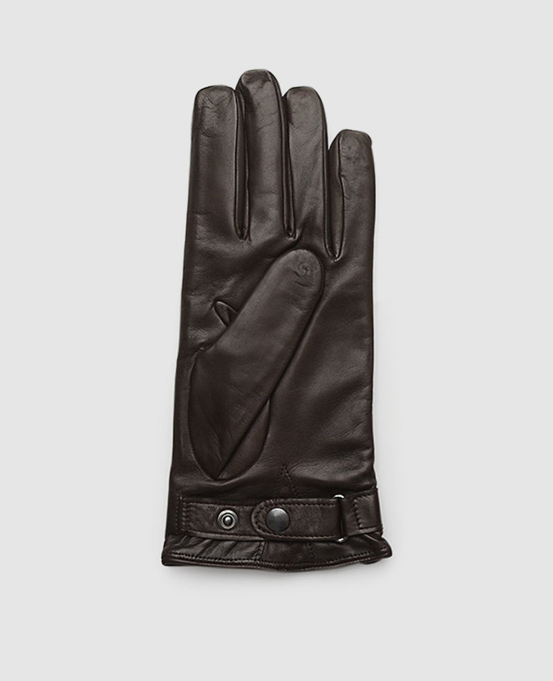 Gants avec couture décorative - Marron foncé